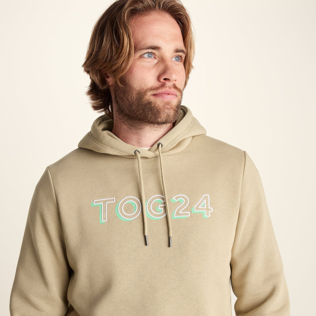 Garsdale Mens Supersoft Heavyweight Graphic Print Hoodie - Light Sand - Image 5