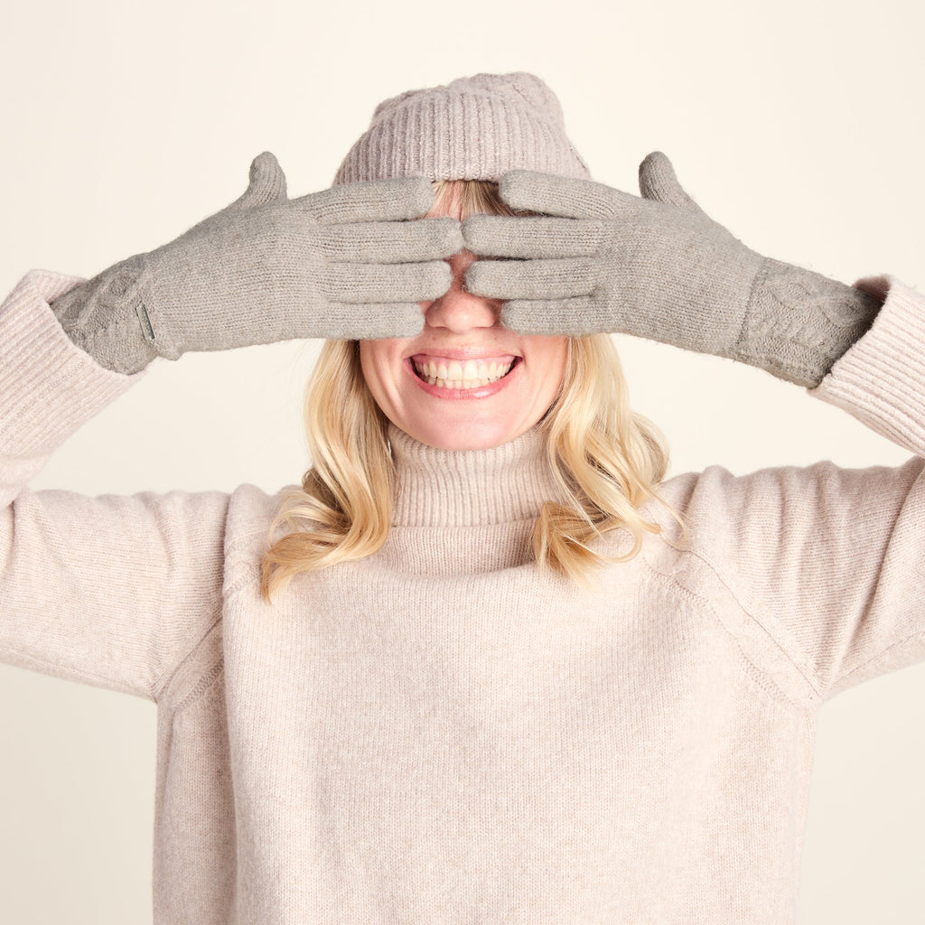 Georgia Supersoft Cable Knit Gloves - Simply Taupe