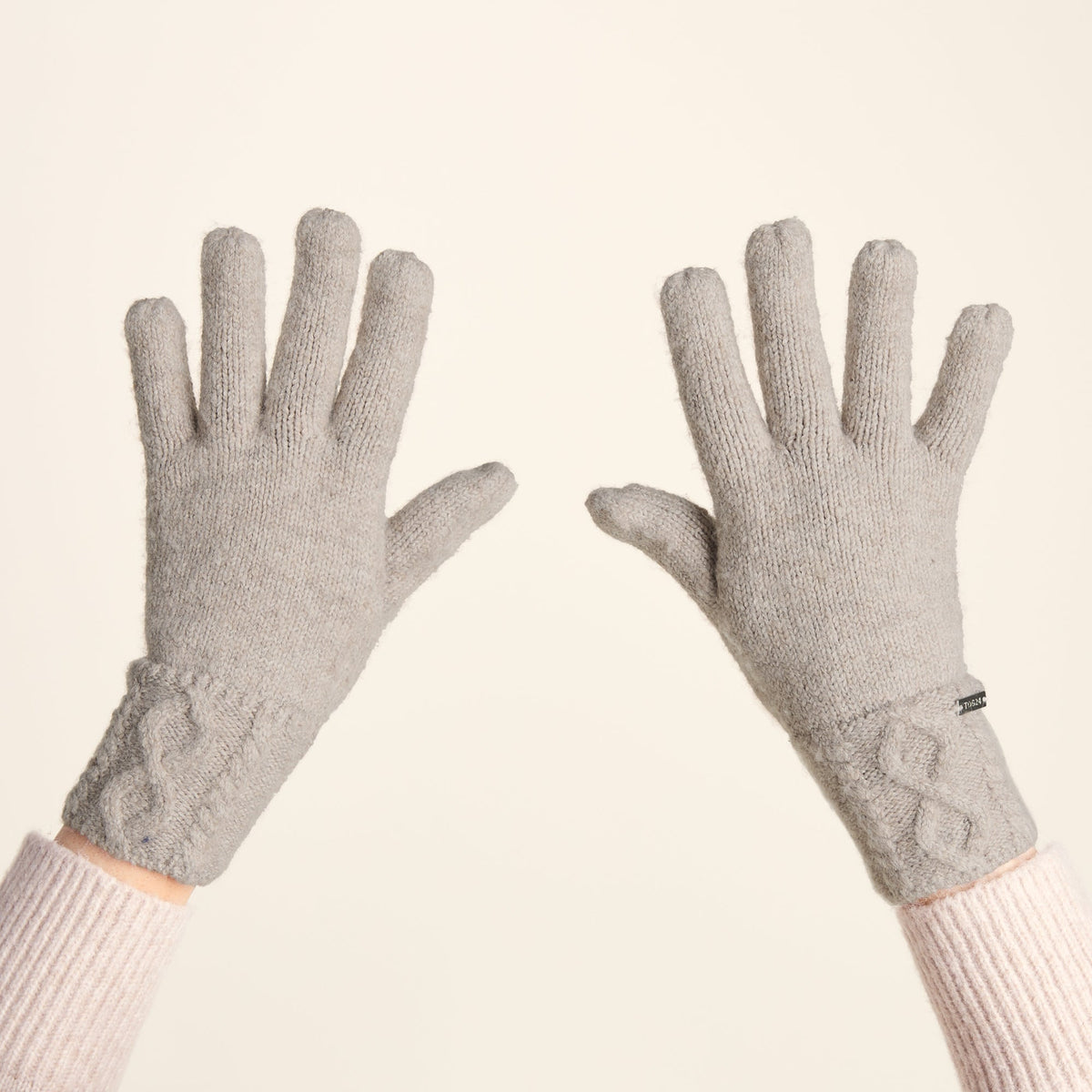 Georgia Supersoft Cable Knit Gloves - Simply Taupe - Image 3