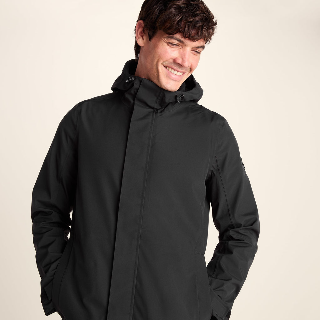 Glenton Mens Long Waterproof Jacket - Black - Image 6