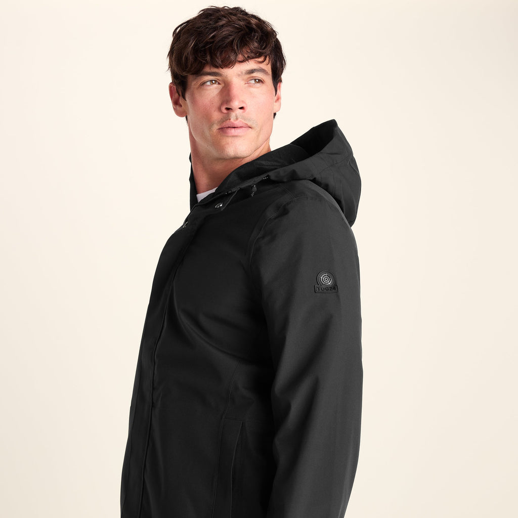 Glenton Mens Long Waterproof Jacket - Black - Image 7