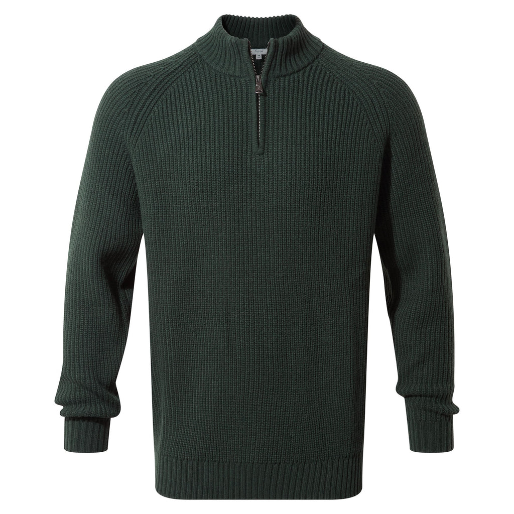 Glen Mens Chunky Knitted Zip Neck Jumper - Racing Green - Image 10