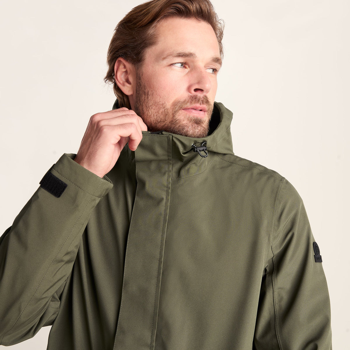 Glenton Mens Long Waterproof Jacket - Moss Green - Image 7