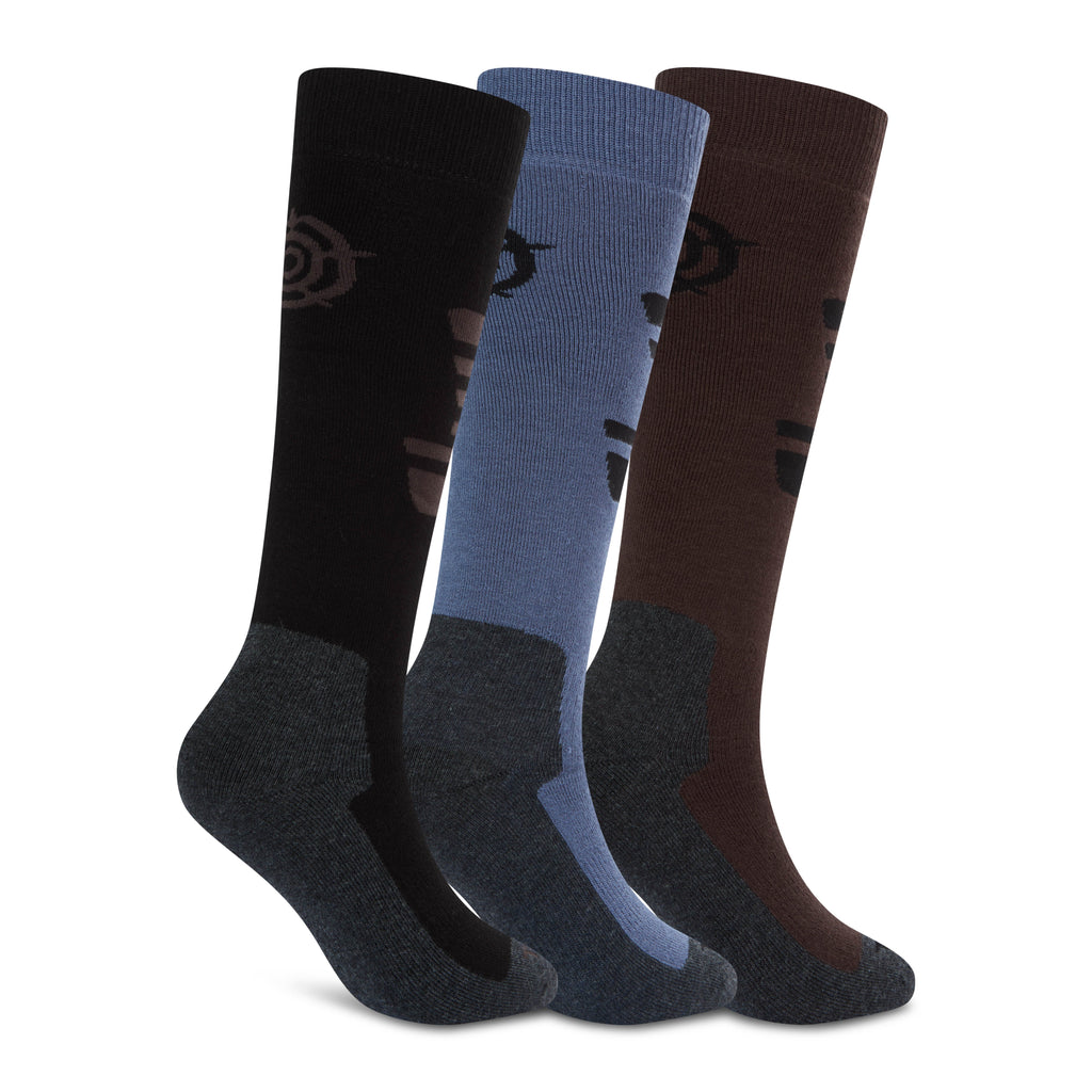 Glenshee Mens 3 Pack Technical Ski Socks - Black/Chocolate Brown/Smokey Blue - Image 2