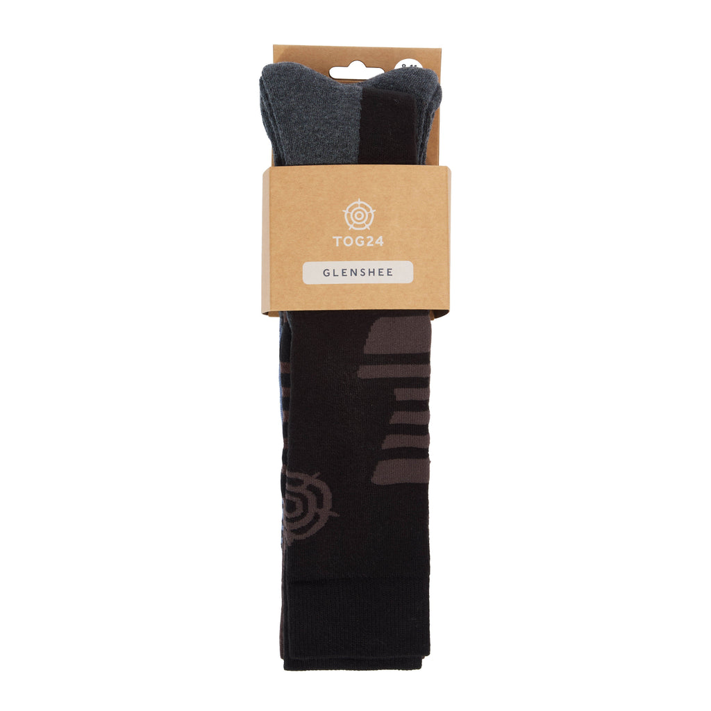 Glenshee Mens 3 Pack Technical Ski Socks - Black/Chocolate Brown/Smokey Blue - Image 3