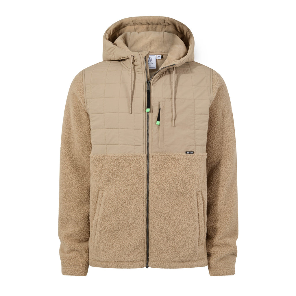 Hare Mens Padded Sherpa Hooded Jacket - Light Sand - Image 9