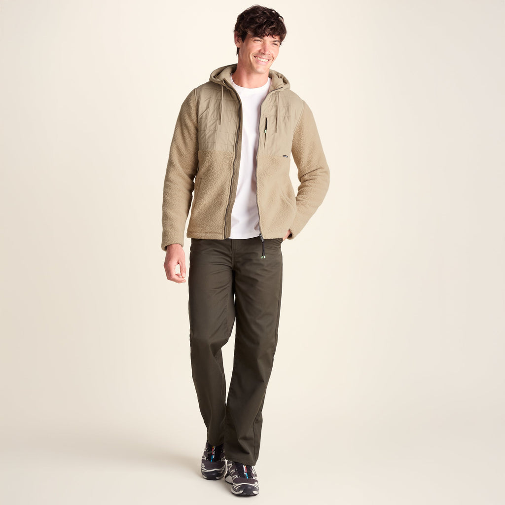Hare Mens Padded Sherpa Hooded Jacket - Light Sand - Image 3