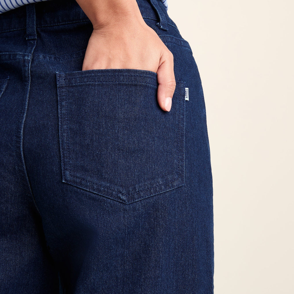 Harriet Womens High Rise Wide Leg Jeans - Indigo Blue - Image 6