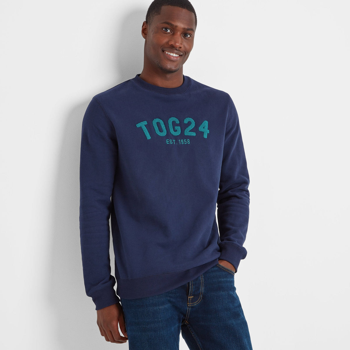 Hawnby Mens Cotton Blend Sweat - Dark Marine - Image 2