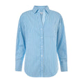 Helena Womens Oversized 100% Cotton Long Sleeve Shirt - Cobalt Blue Stripe - Image 7
