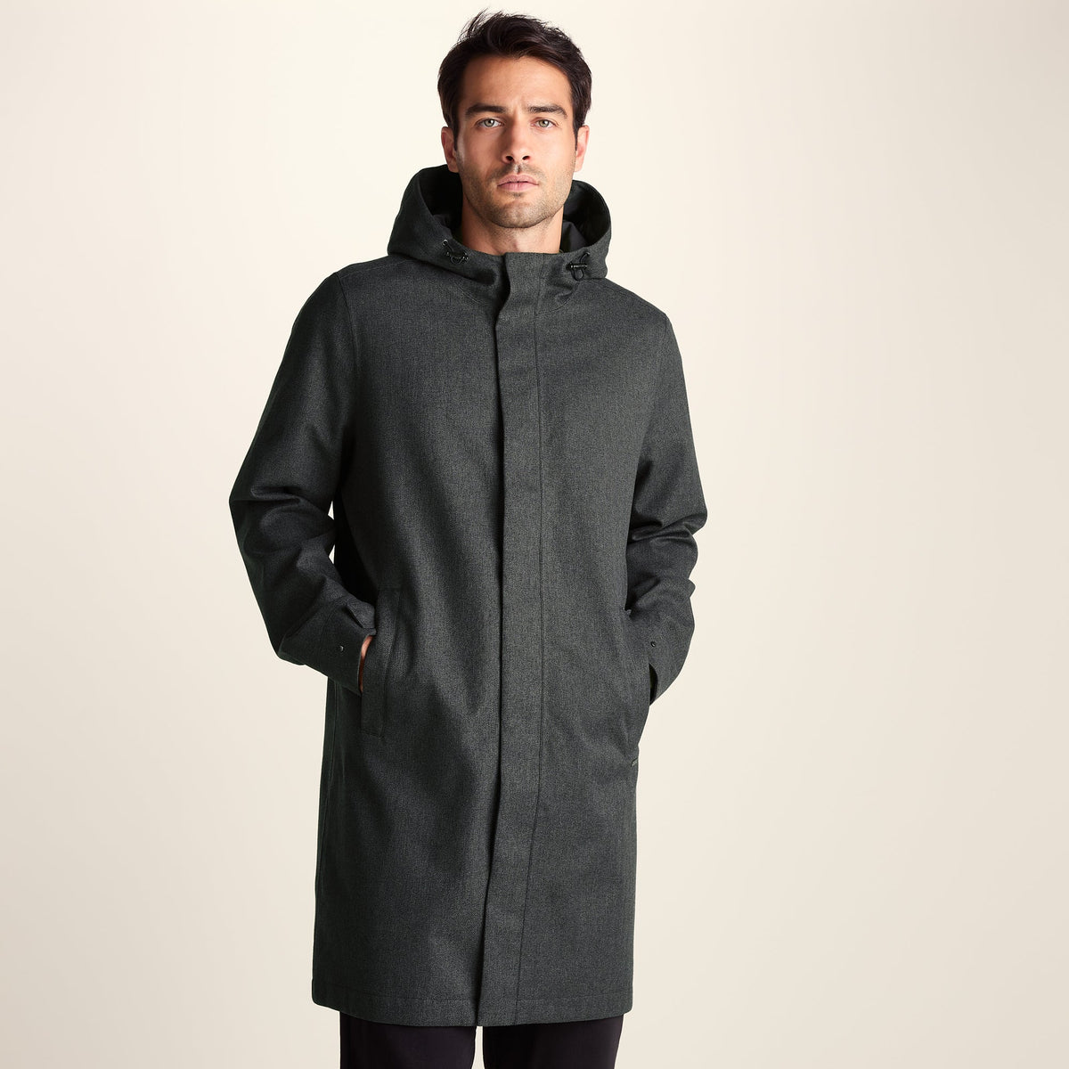 Henry Mens Waterproof Longline Coat - Charcoal Melange - Image 8