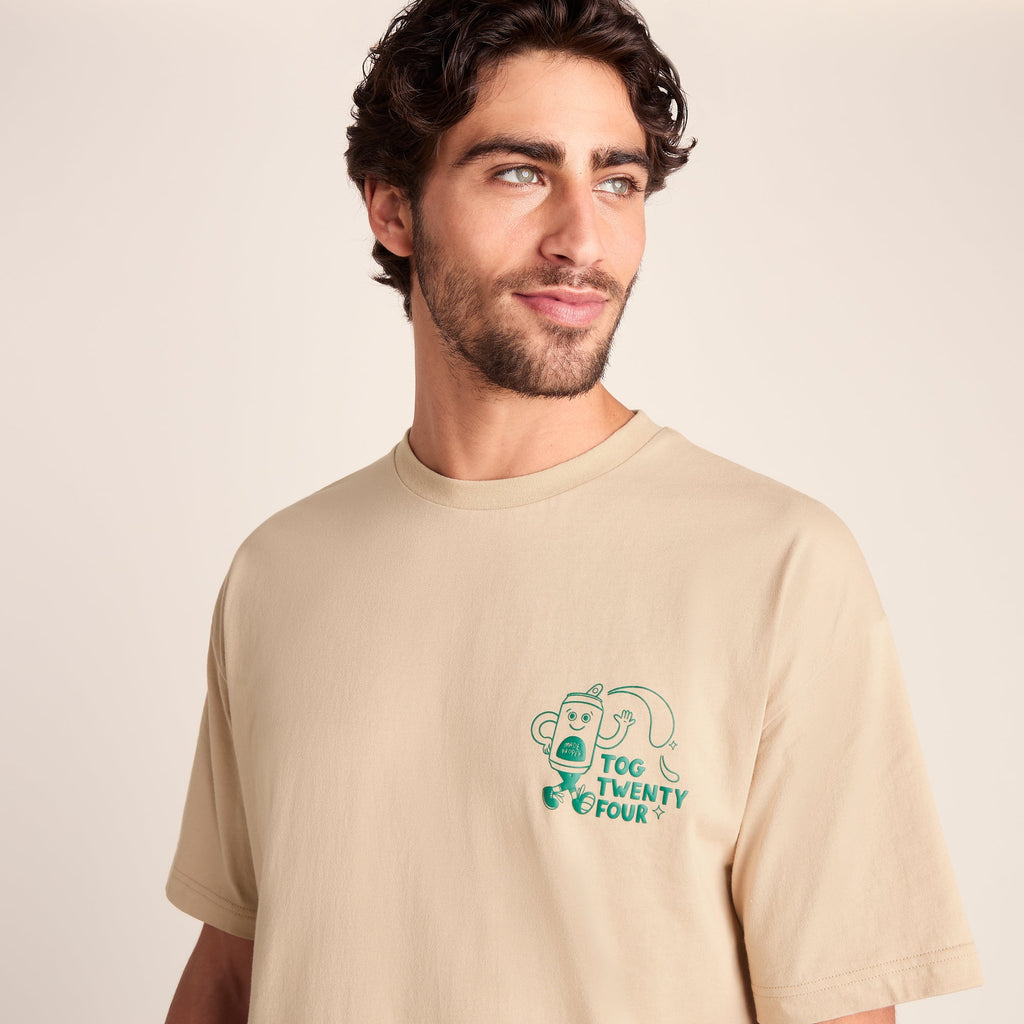 Hop Mens Relaxed Fit Premium Supersoft Hattie Clark T-Shirt - Classic Beige - Image 5