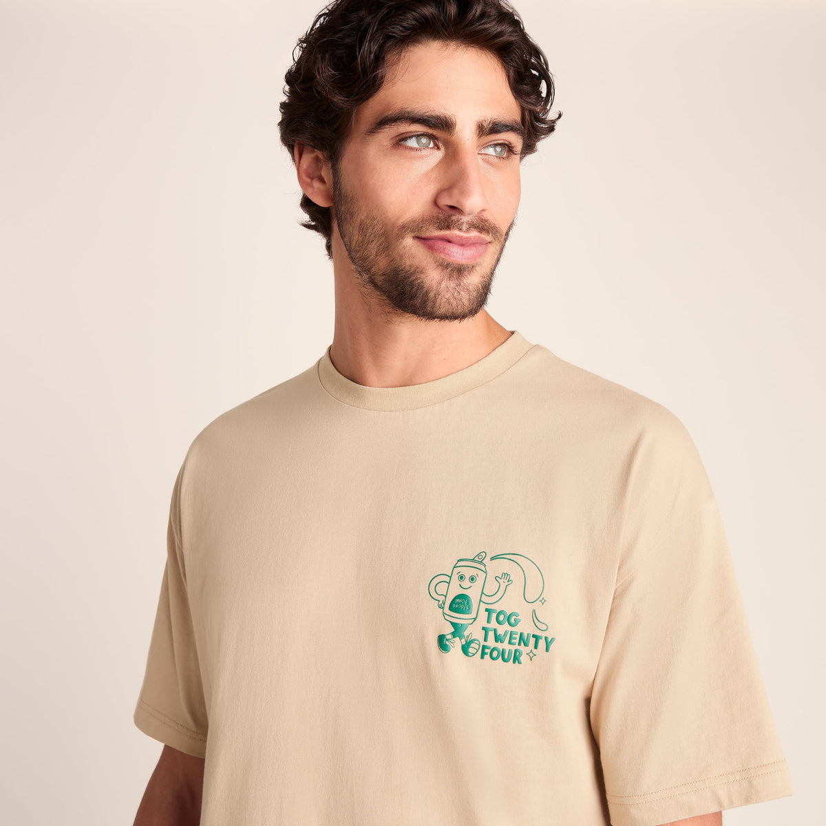 Hop Mens Relaxed Fit Premium Supersoft Hattie Clark T-Shirt - Classic Beige - Image 5