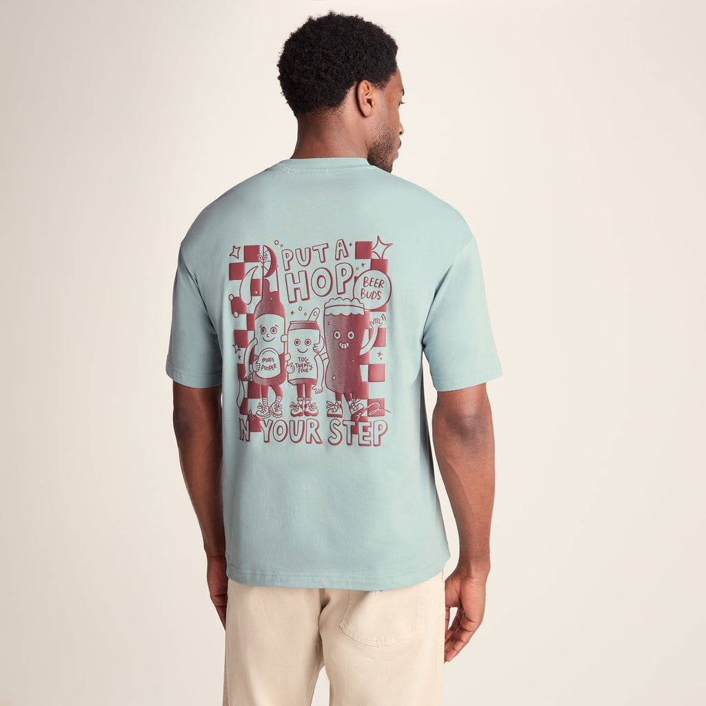Hop Mens Relaxed Fit Premium Supersoft Hattie Clark T-Shirt - Summer Sky - Image 3