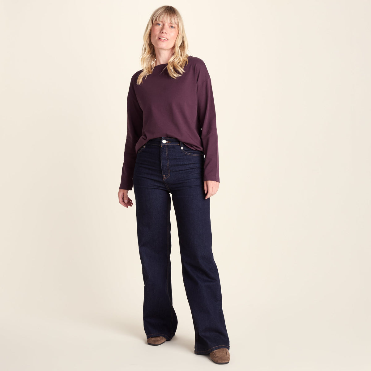 Ivy Womens Supersoft Cotton Boat Neck T-Shirt - Huckleberry - Image 2