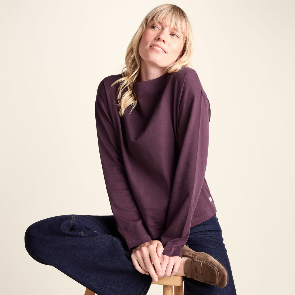 Ivy Womens Supersoft Cotton Boat Neck T-Shirt - Huckleberry - Image 4