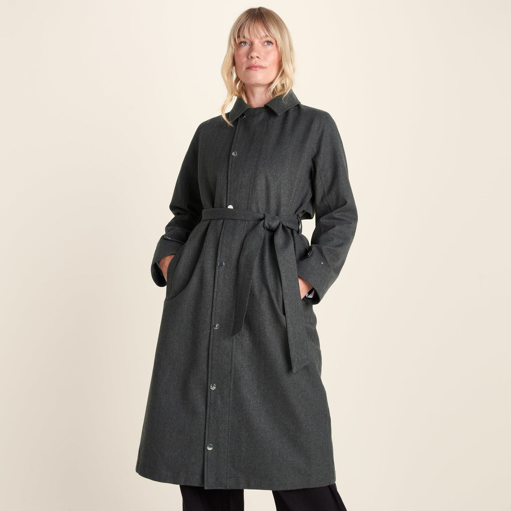 Jemima Womens Waterproof Longline Belted Trench Coat - Charcoal Melange - Image 12