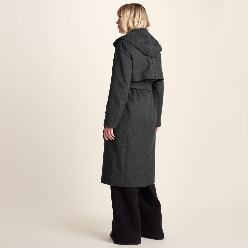 Jemima Womens Waterproof Longline Belted Trench Coat - Charcoal Melange - Image 4