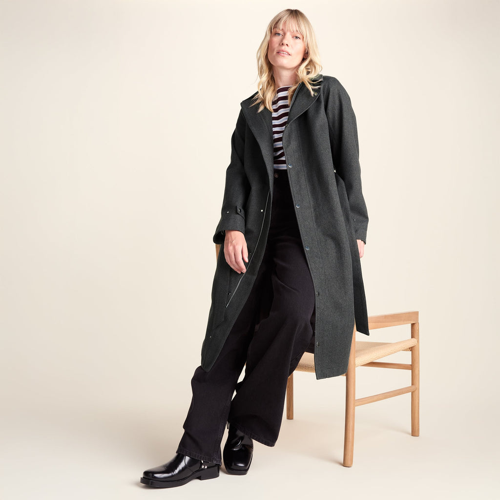 Jemima Womens Waterproof Longline Belted Trench Coat - Charcoal Melange - Image 5