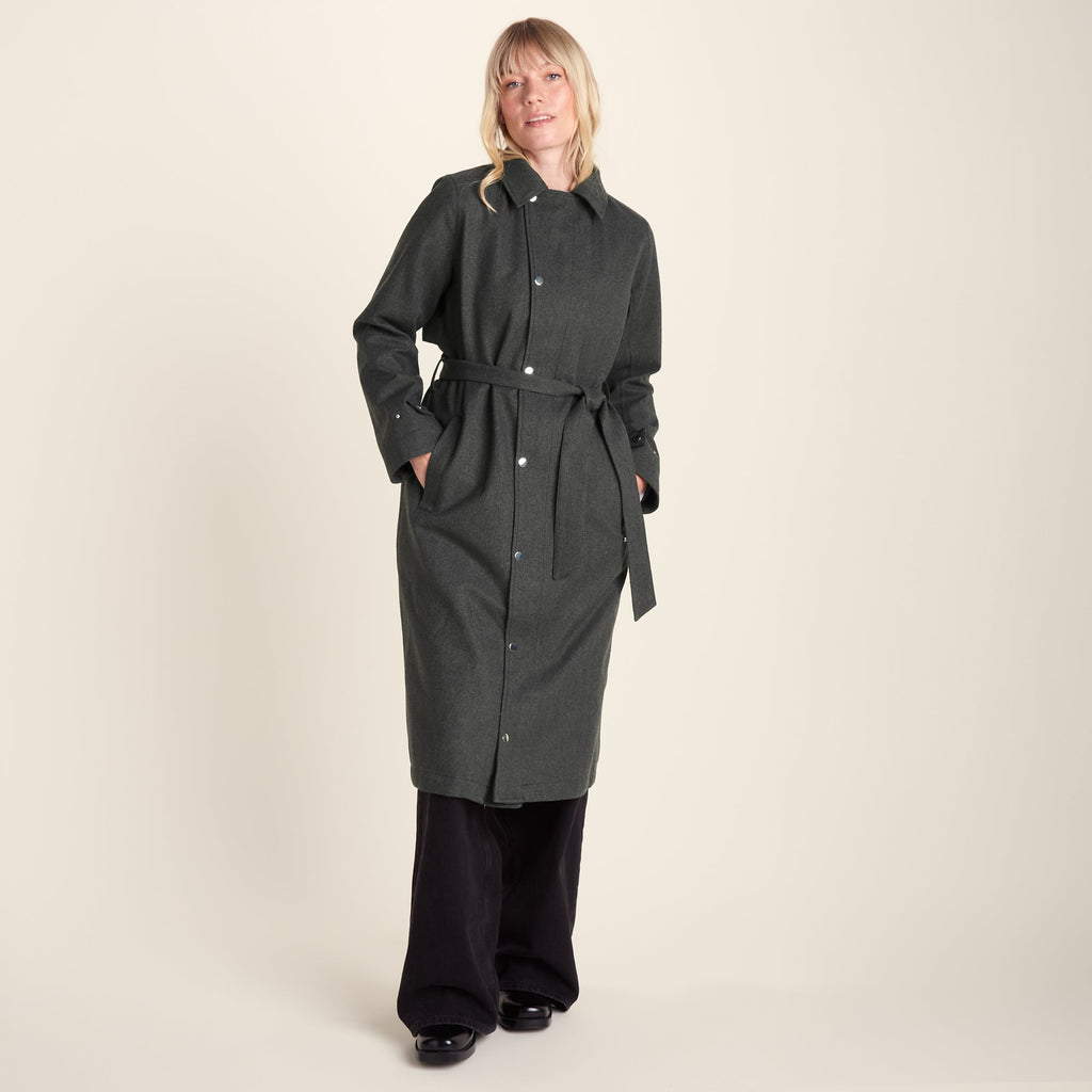 Jemima Womens Waterproof Longline Belted Trench Coat - Charcoal Melange - Image 11