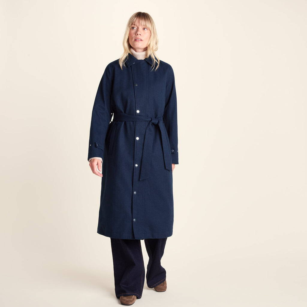 Jemima Womens Waterproof Longline Belted Trench Coat - Navy Melange - Image 12