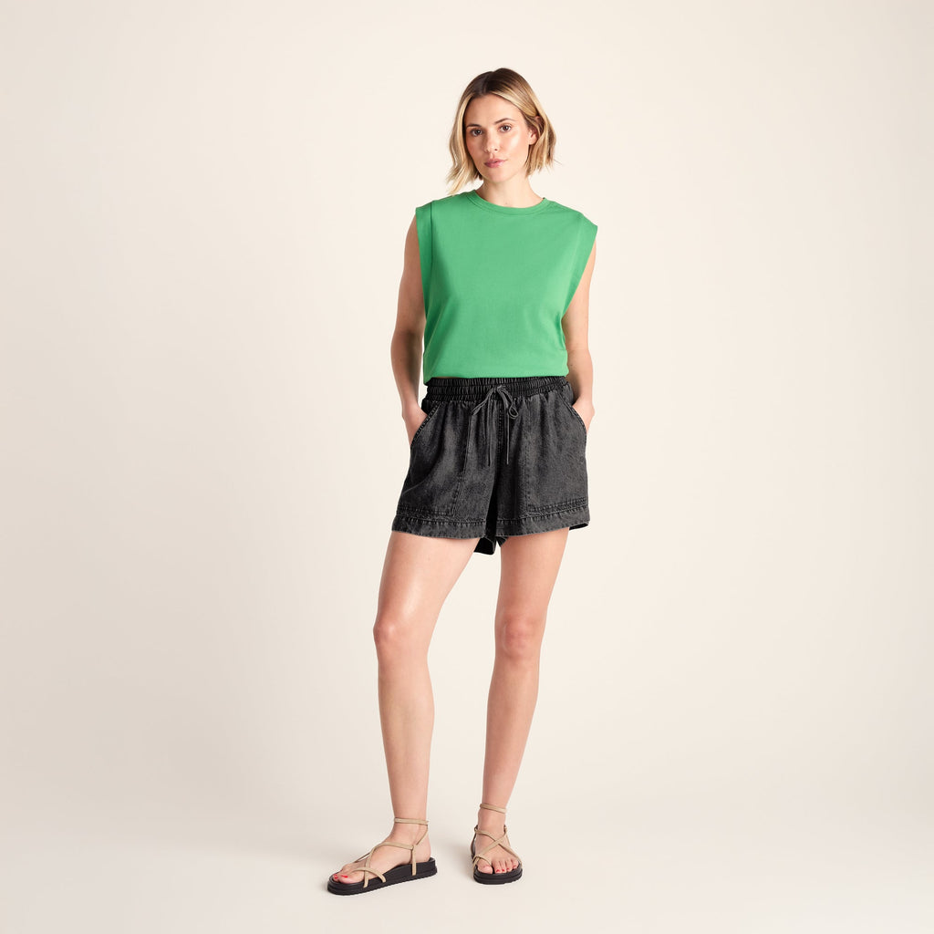 Jessica Womens Tencel Lyocel Shorts - Washed Black - Image 2