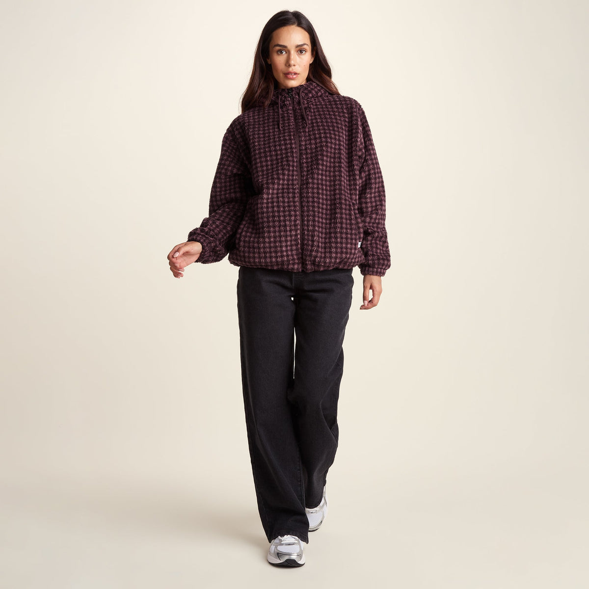 Joanna Womens Relaxed Fit Sherpa Fleece - Huckleberry Gingham - Image 2