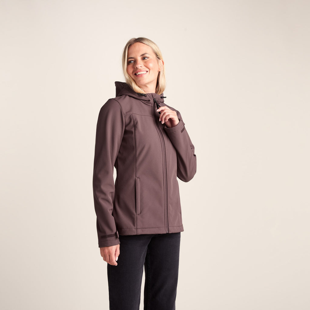 Keld Womens Shower Resistant Hooded Softshell Jacket - Dark Mauve - Image 7