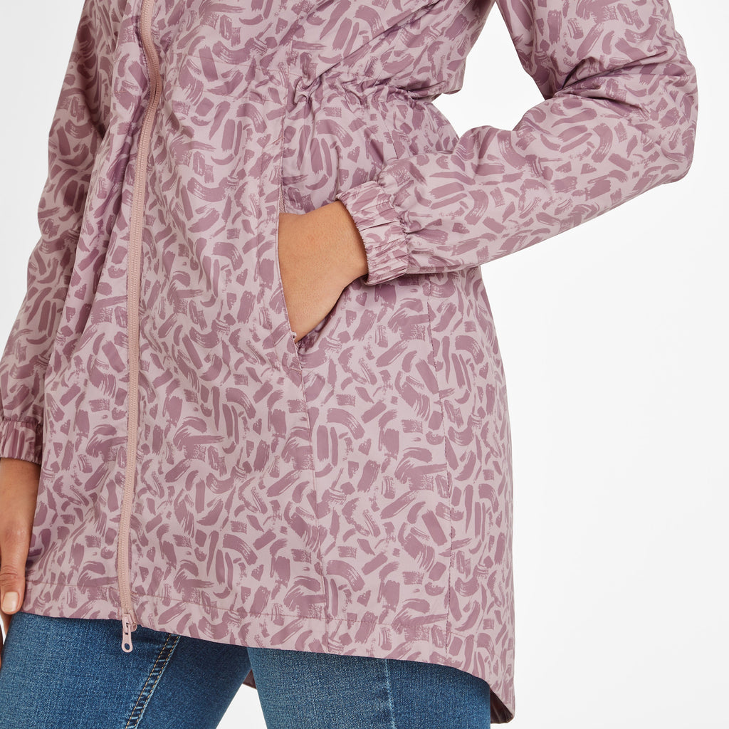 Kilnsey Womens Waterproof Jacket - Dusky Rose Brushstroke Print - Image 6