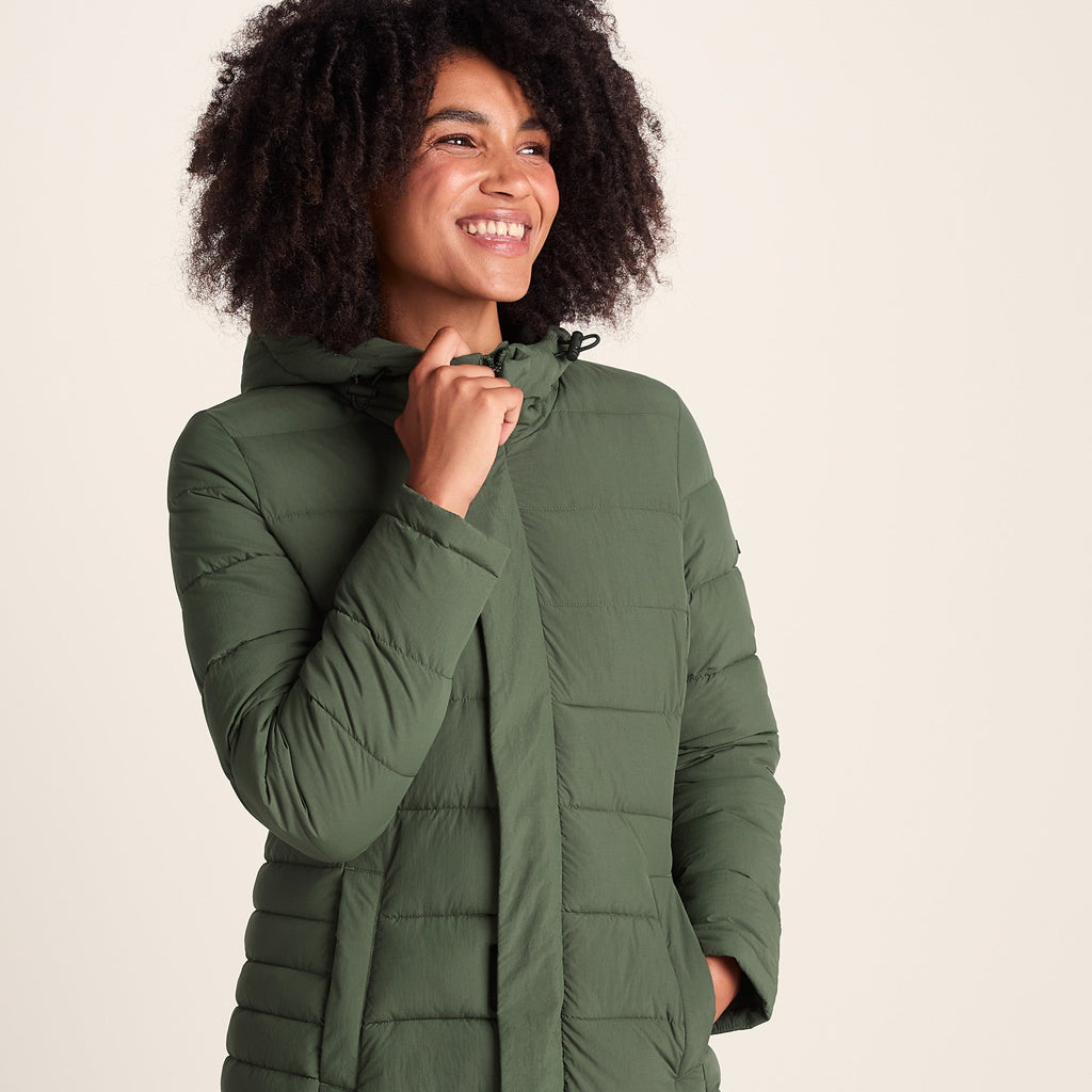Kirkham Womens Long Shower Resistant Insulated Jacket - Dark Green - Image 3