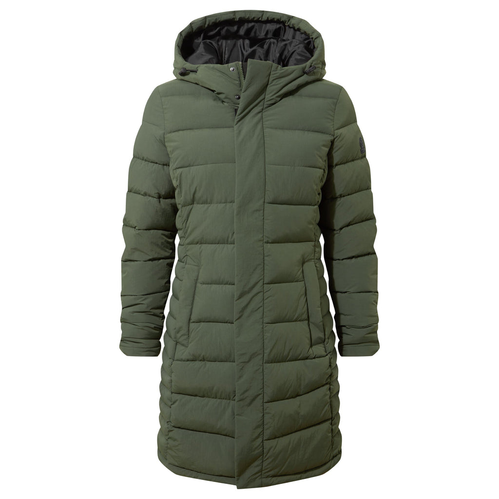 Kirkham Womens Long Shower Resistant Insulated Jacket - Dark Green - Image 8