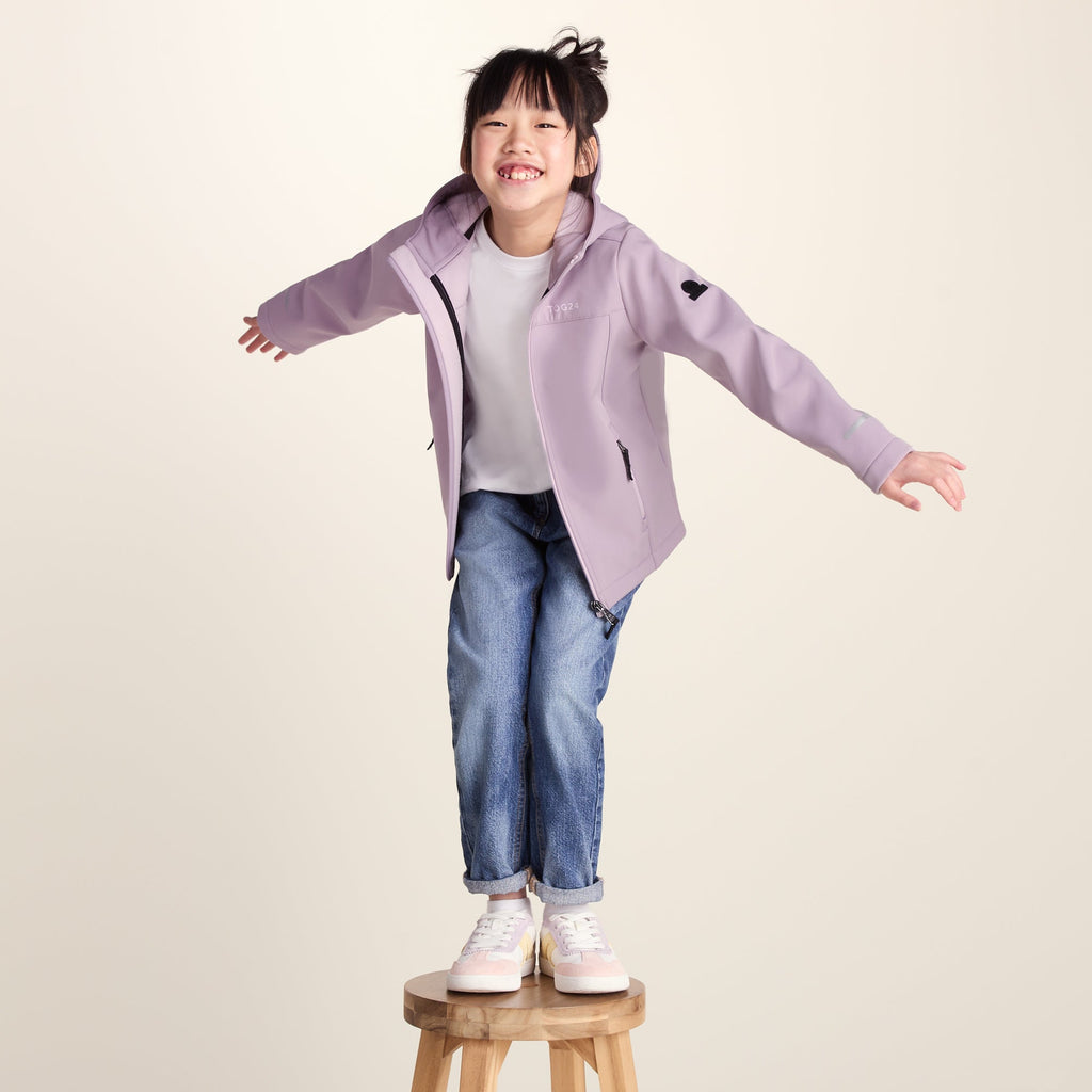 Koroma Kids Softshell Hooded Jacket - Lavender Grey - Image 5