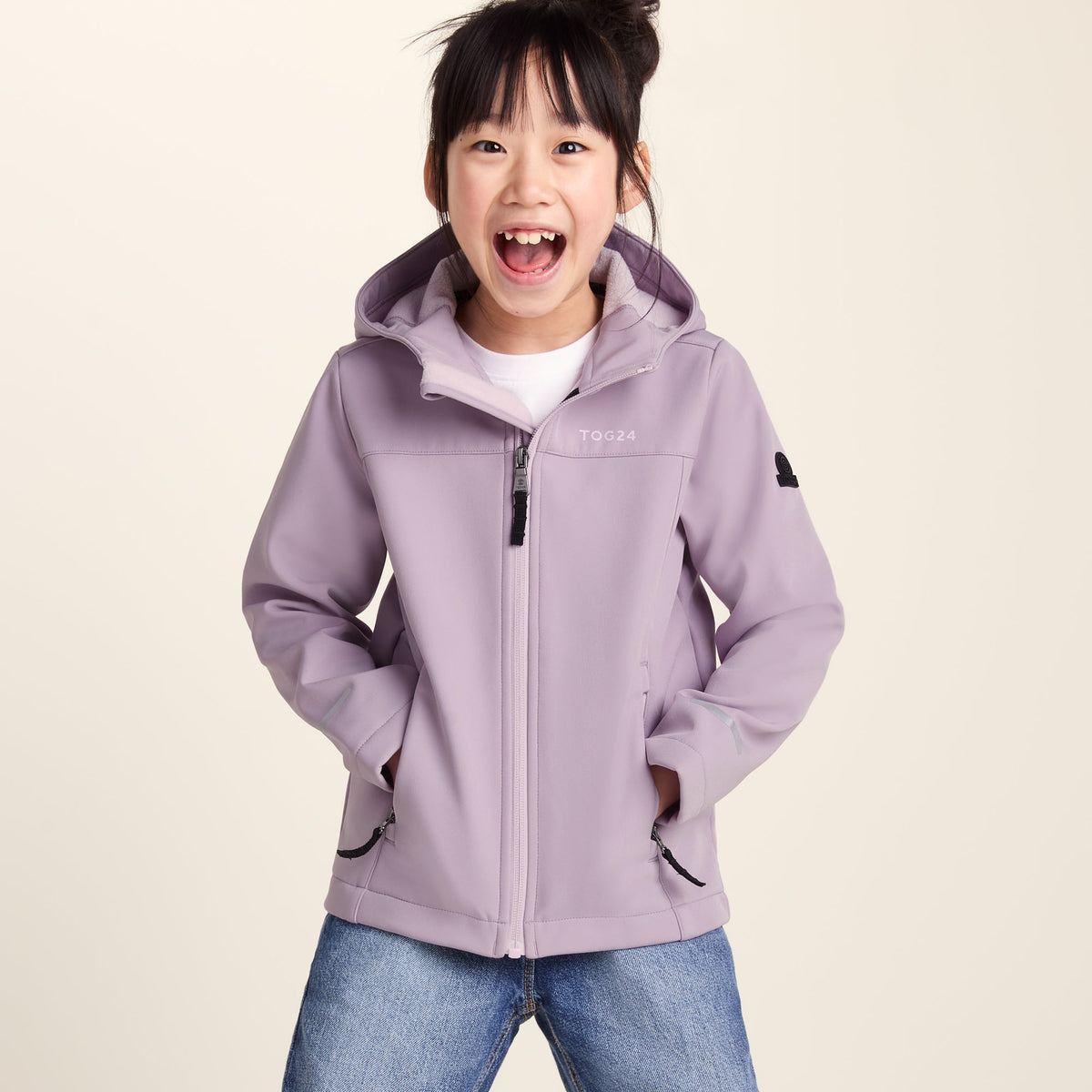 Koroma Kids Softshell Hooded Jacket - Lavender Grey - Image 8