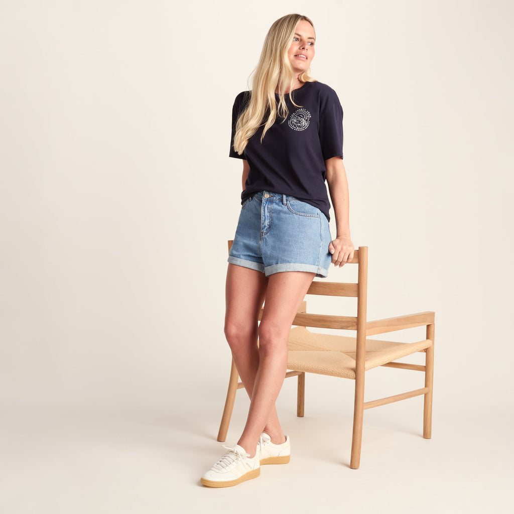 Lakeside Womens 100% Cotton Supersoft Relaxed Fit T-Shirt - Dark Indigo - Image 4