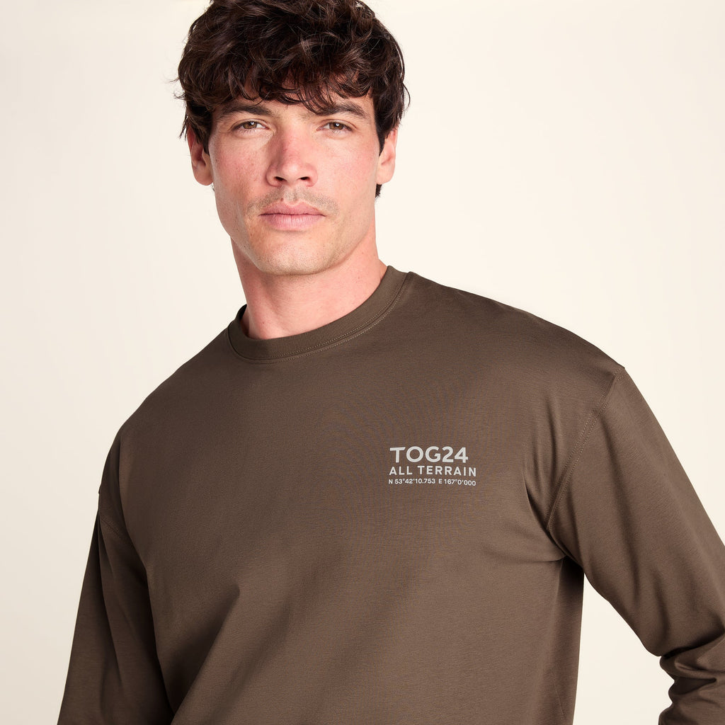 Lloyd Mens Premium Heavyweight 100% Cotton Jersey Top - Ash Brown - Image 3