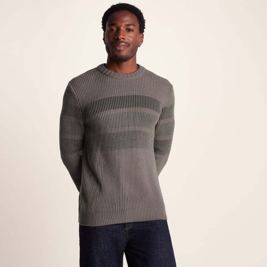 Leonard Mens Chunky Knitted Jumper - Mid Grey - Image 2