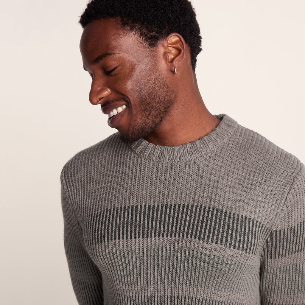 Leonard Mens Chunky Knitted Jumper - Mid Grey - Image 5