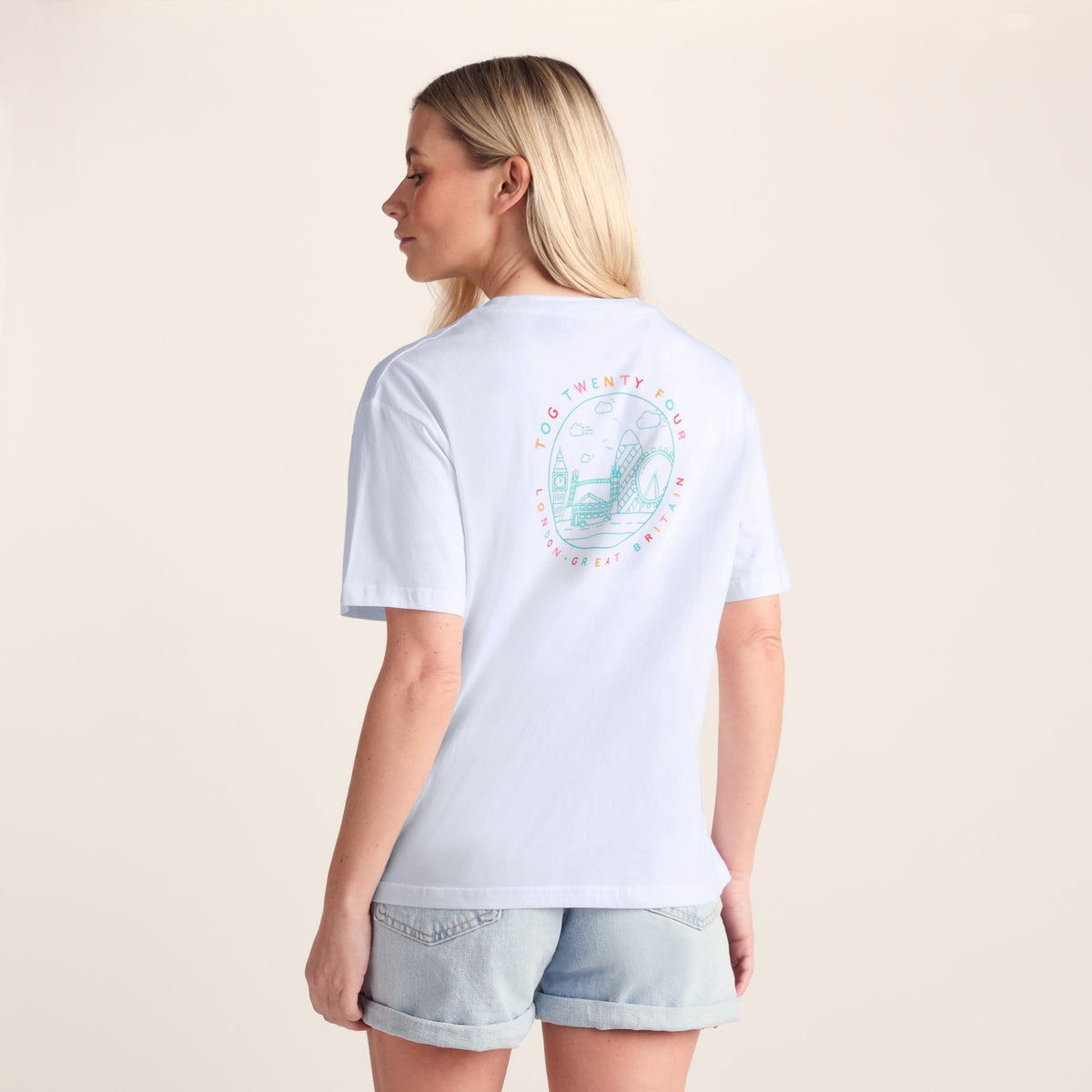 London Womens 100% Cotton Supersoft Relaxed Fit T-Shirt - Optic White - Image 3