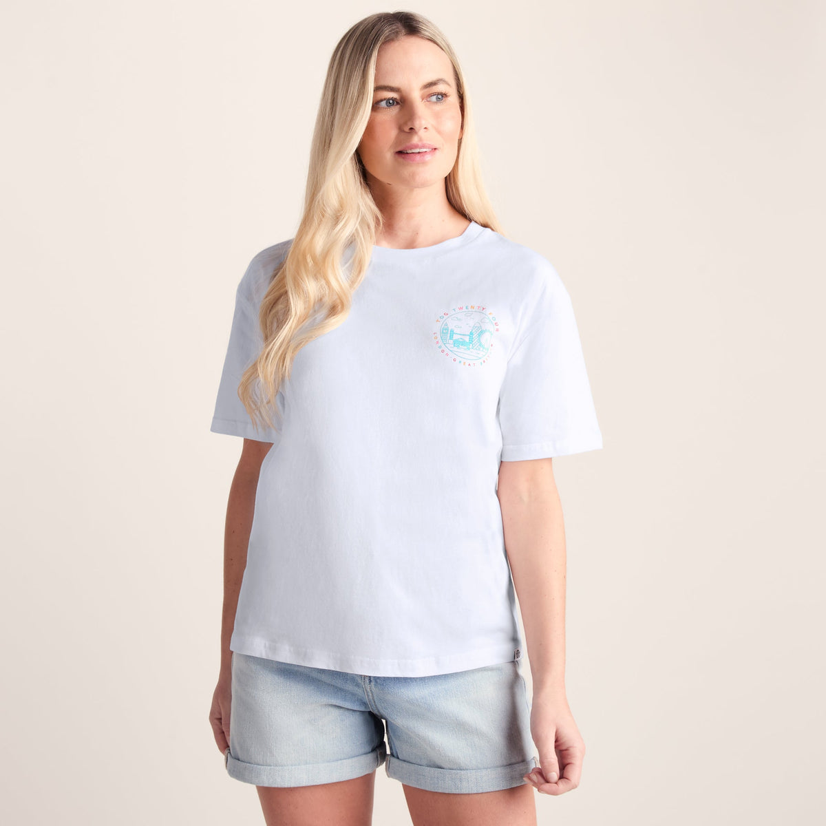 London Womens 100% Cotton Supersoft Relaxed Fit T-Shirt - Optic White - Image 6