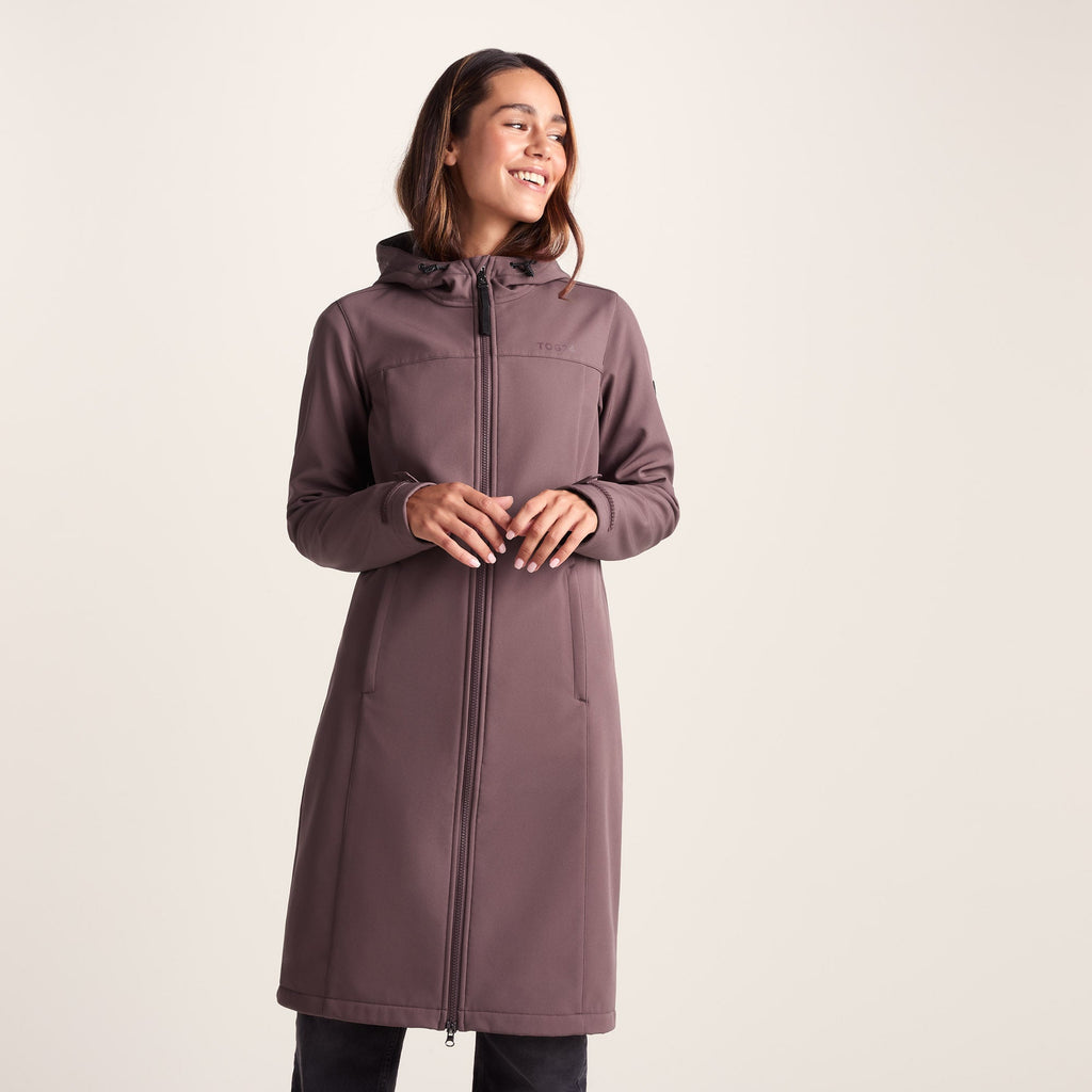 Marina Womens Long Water Resistant Softshell Jacket - Dark Mauve - Image 2