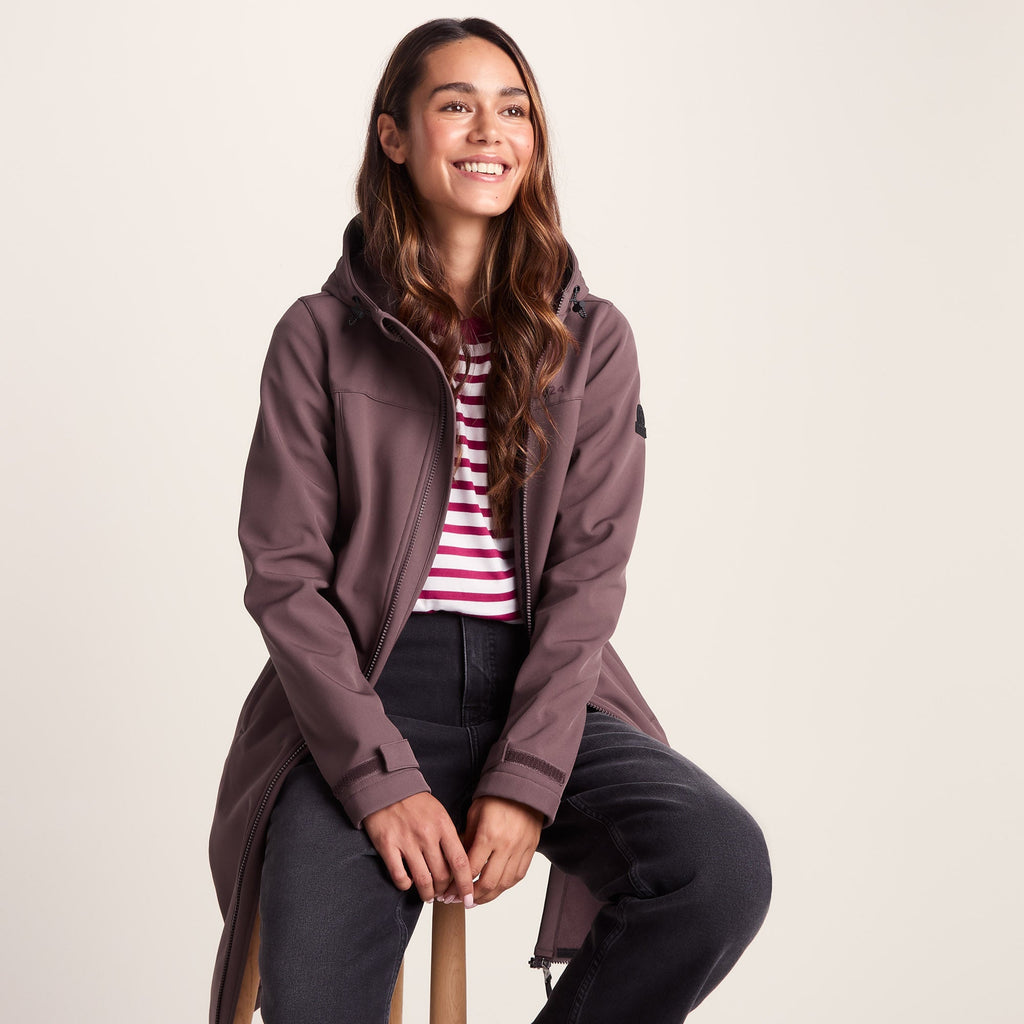 Marina Womens Long Water Resistant Softshell Jacket - Dark Mauve - Image 4