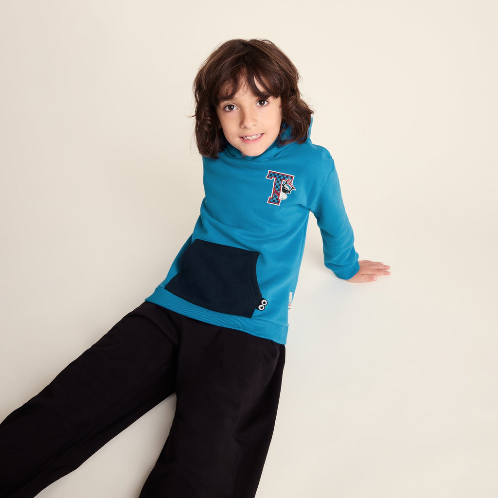 Masham Shaun the Sheep Kids Supersoft Overhead Hoodie - Bondi Blue - Image 10