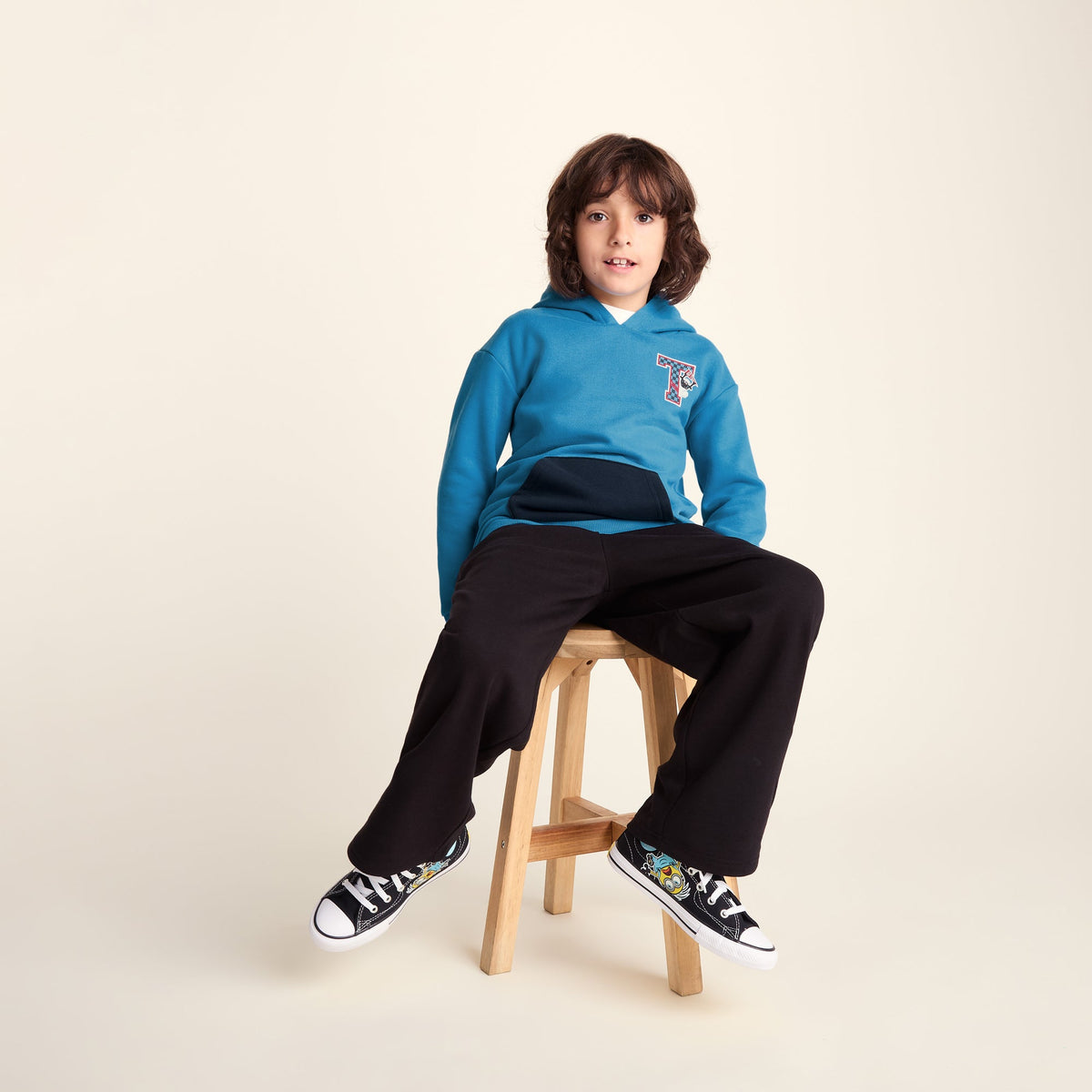 Masham Shaun the Sheep Kids Supersoft Overhead Hoodie - Bondi Blue - Image 7