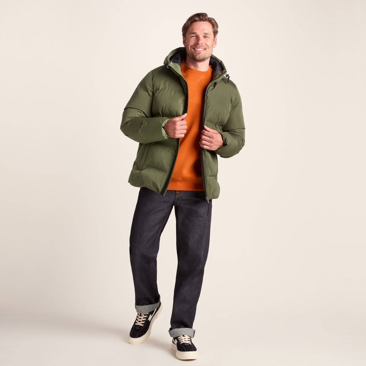 Menka Mens Shower Resistant Insulated Jacket - Khaki - Image 3