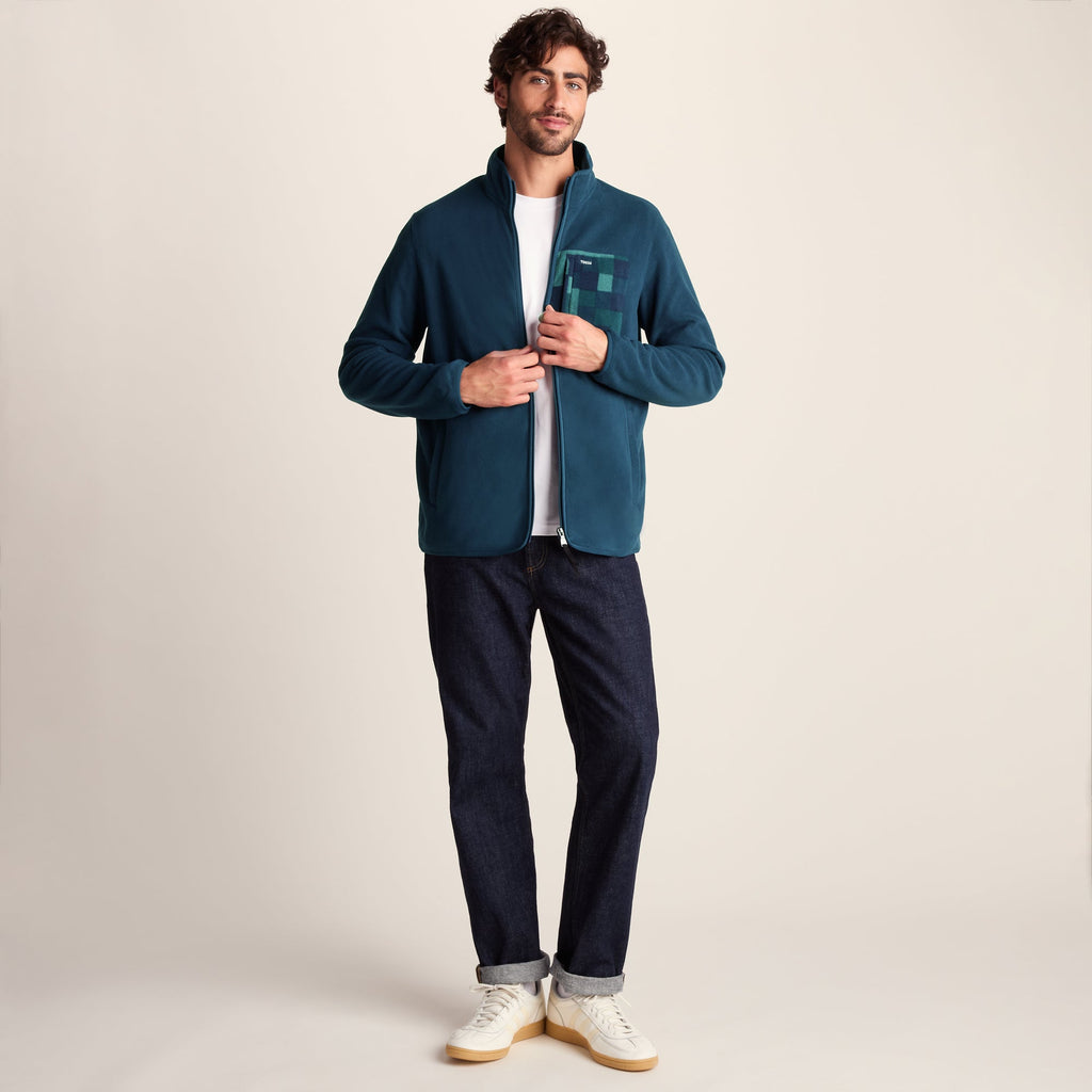 Miles Mens Relaxed Fit Microfleece Jacket - Inky Blue - Image 3
