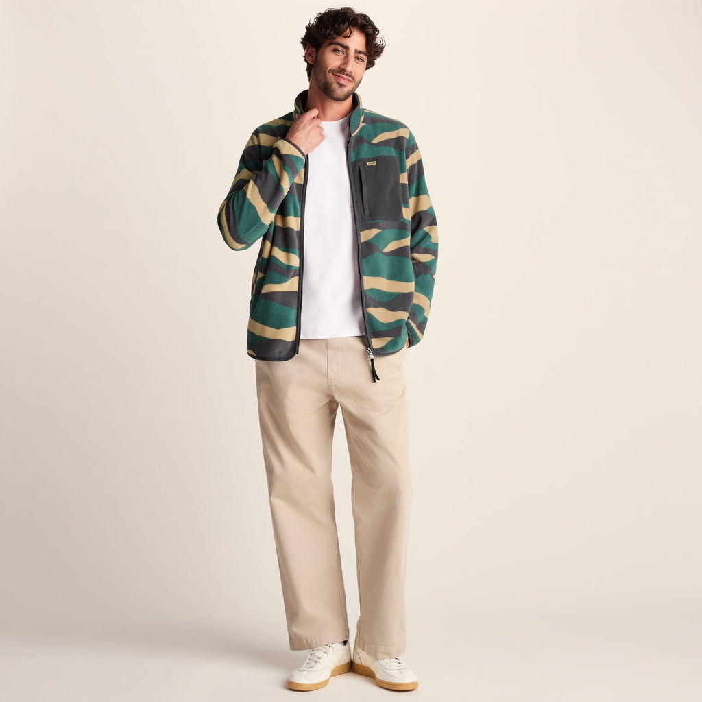 Miles Mens Relaxed Fit Microfleece Jacket - Sand Landscape Print - Image 2