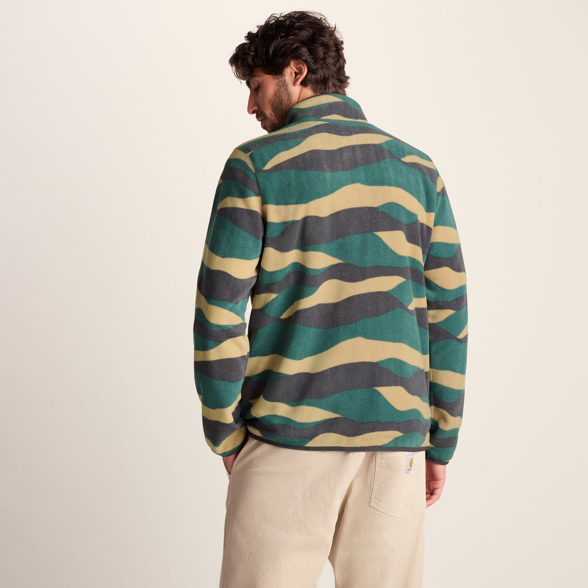 Miles Mens Relaxed Fit Microfleece Jacket - Sand Landscape Print - Image 3