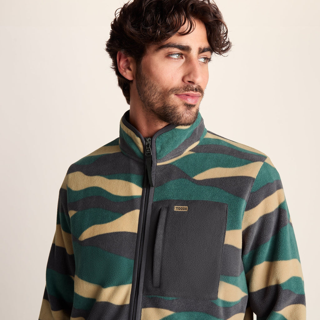 Miles Mens Relaxed Fit Microfleece Jacket - Sand Landscape Print - Image 5