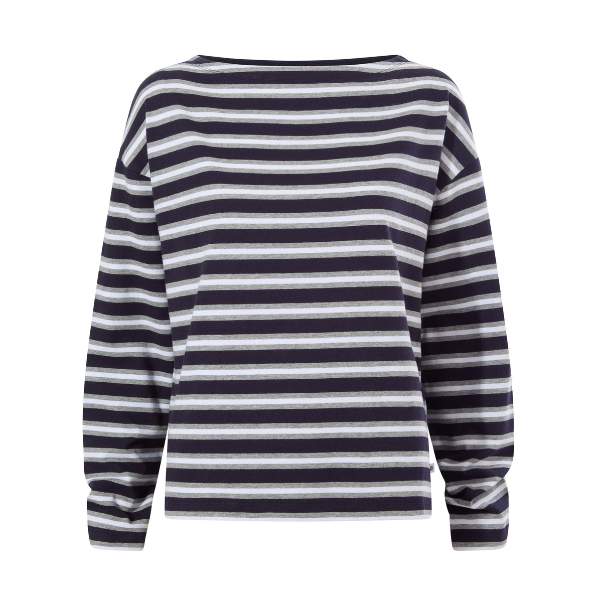 Misty Womens Supersoft Cotton Striped Boat Neck T-Shirt - Deepest Blue Stripe - Image 6
