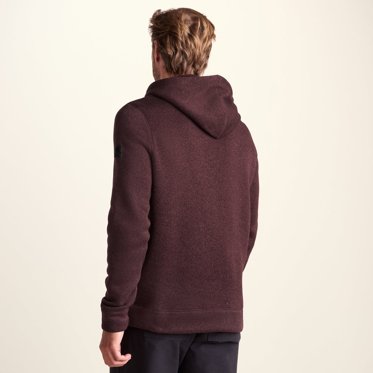 Mosby Mens Supersoft Knitlook Fleece Hoody - Chestnut Brown Melange - Image 3